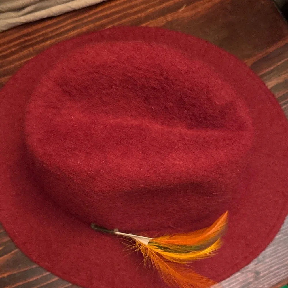 Mahara Wool Fedora Rancher Hat Feathers
